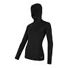 SENSOR MERINO DF tricou dama cu maneca lunga cu gluga, negru