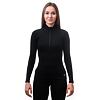 SENSOR MERINO DF tricou dama cu maneca lunga cu fermoar, negru