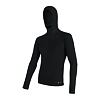 SENSOR MERINO DF tricou barbatesc cu maneca lunga cu gluga, negru
